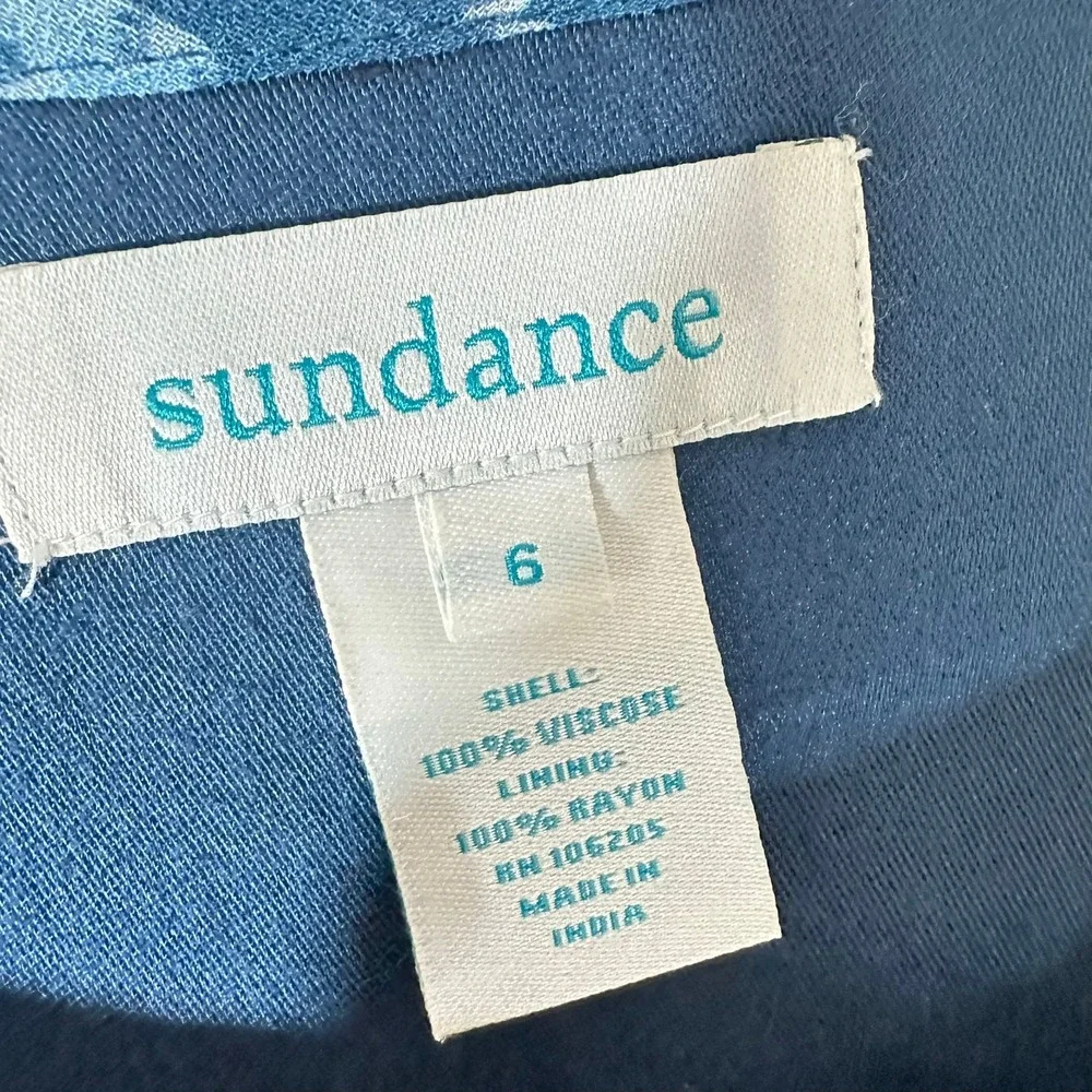 SUNDANCE On The Breeze Floral‎ Maxi Dress Womans 6 Blue Boho Summer